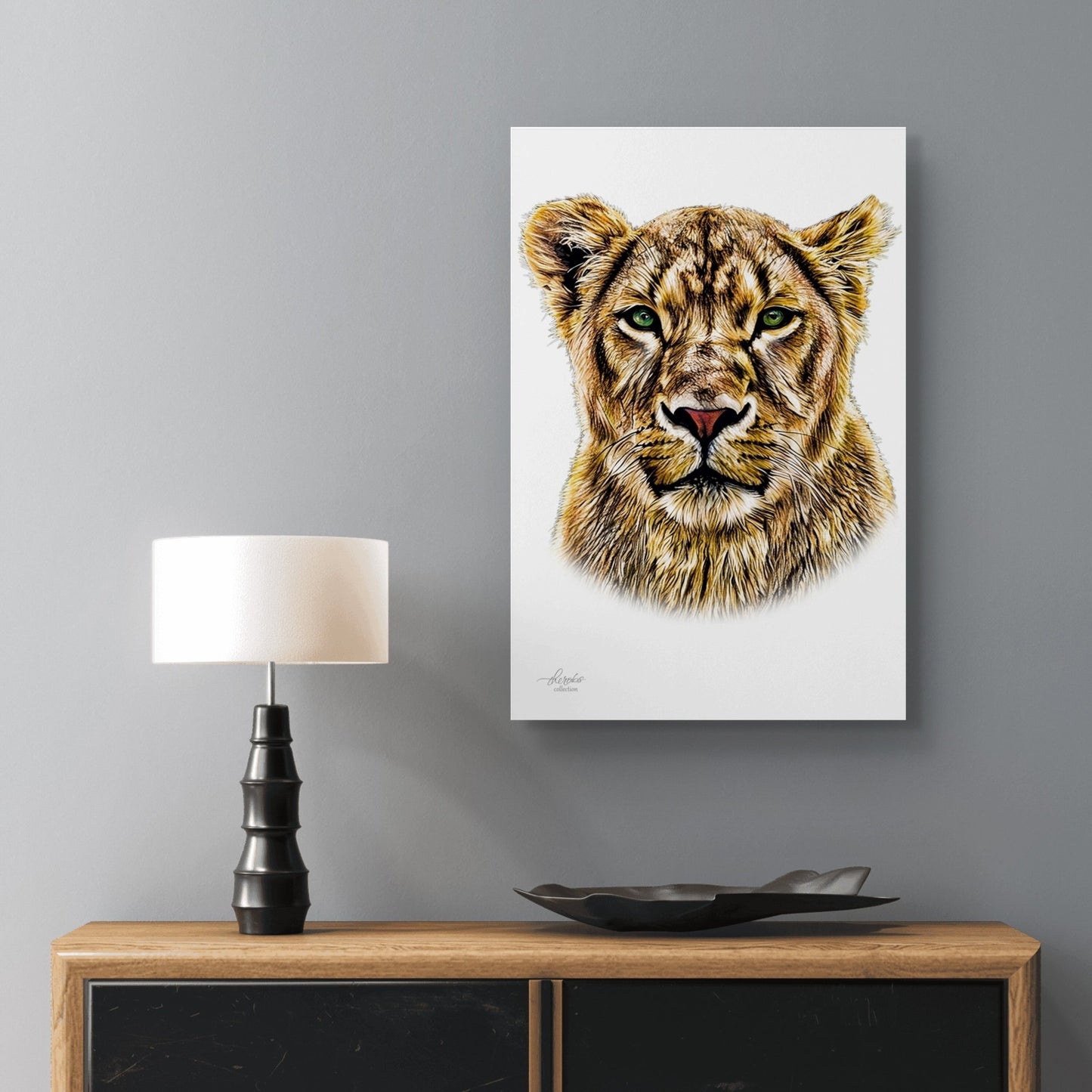 Lioness Satin Stretched Canvas Print - HD Printing