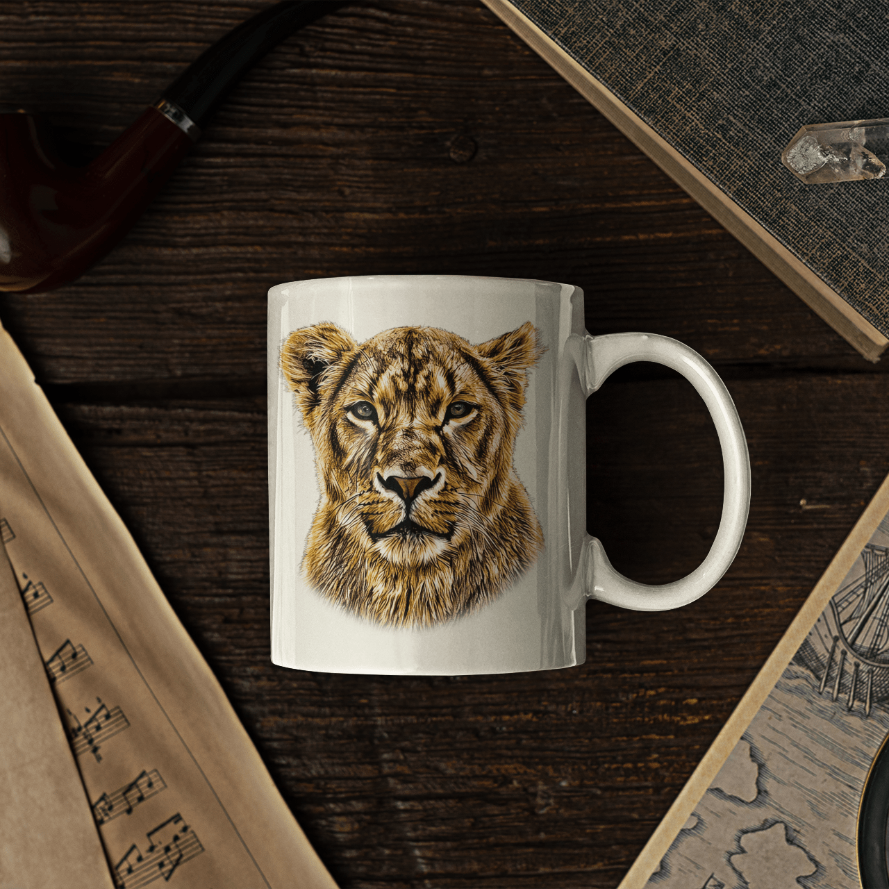 Lioness White Ceramic 11oz Mug - HD Printing