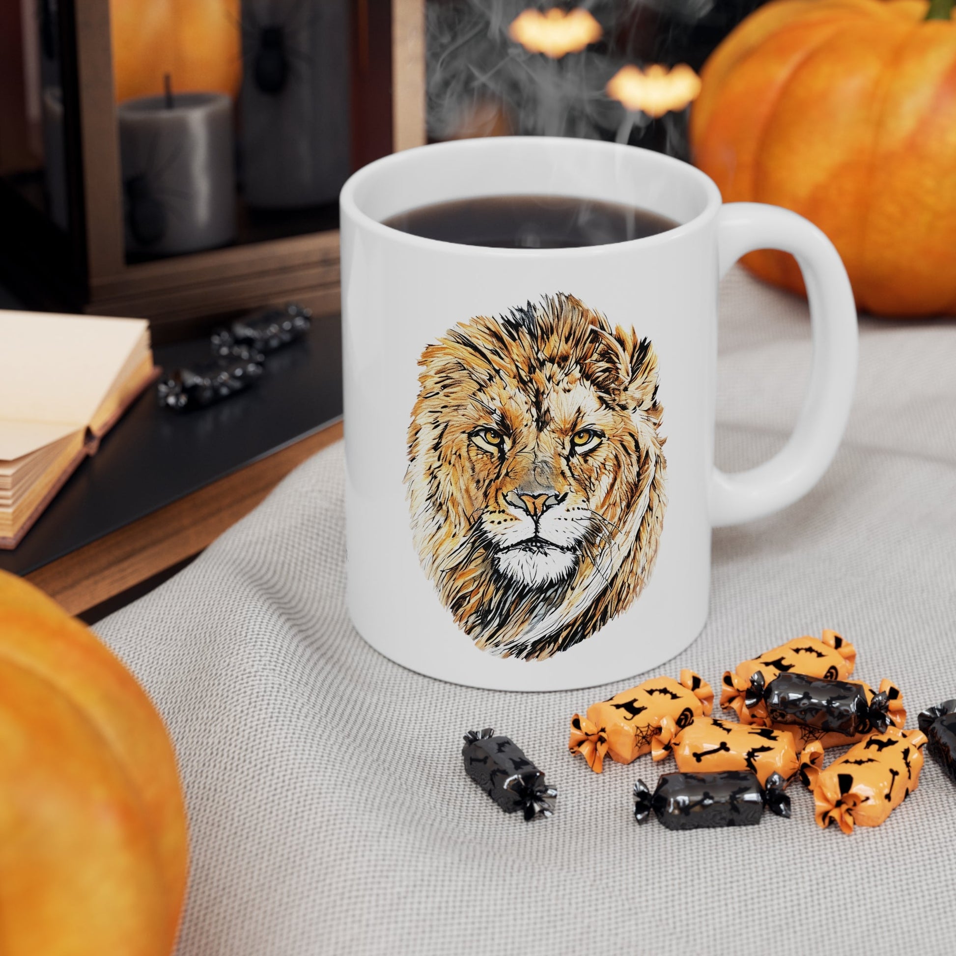 Male Lion White Ceramic 11oz Mug - HD Printing