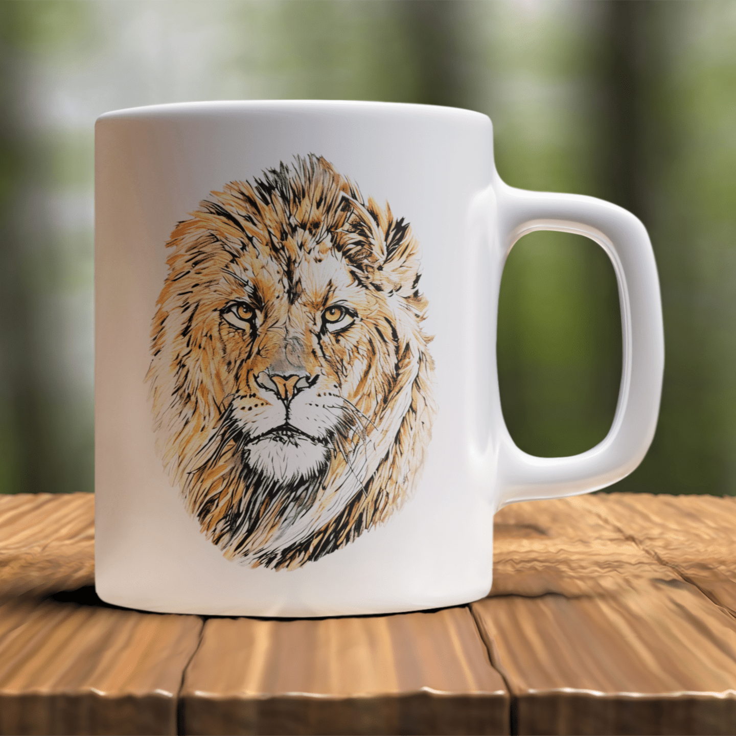 Male Lion White Ceramic 11oz Mug - HD Printing