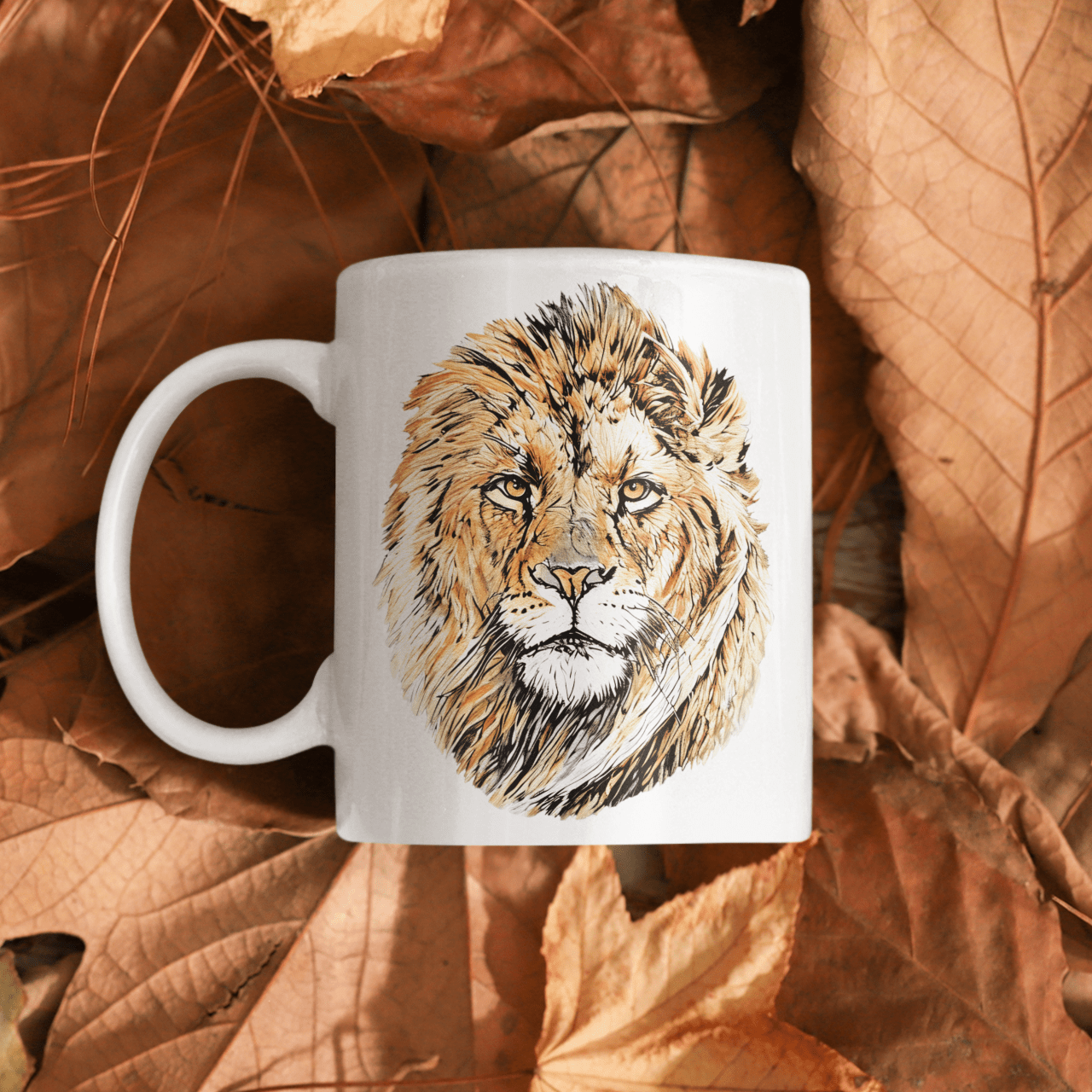 Male Lion White Ceramic 11oz Mug - HD Printing