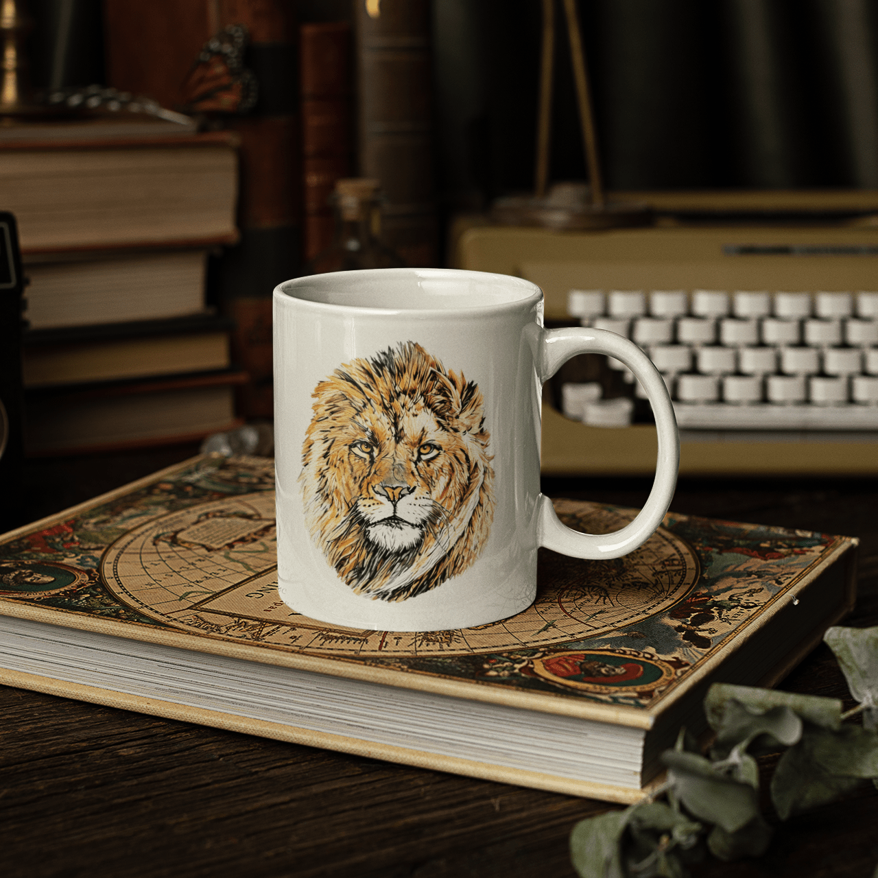 Male Lion White Ceramic 11oz Mug - HD Printing
