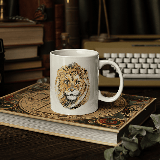 Male Lion White Ceramic 11oz Mug - HD Printing