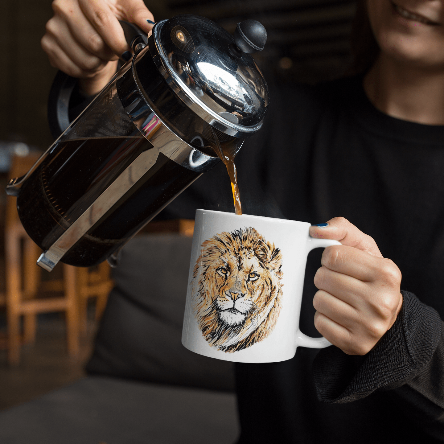 Male Lion White Ceramic 11oz Mug - HD Printing