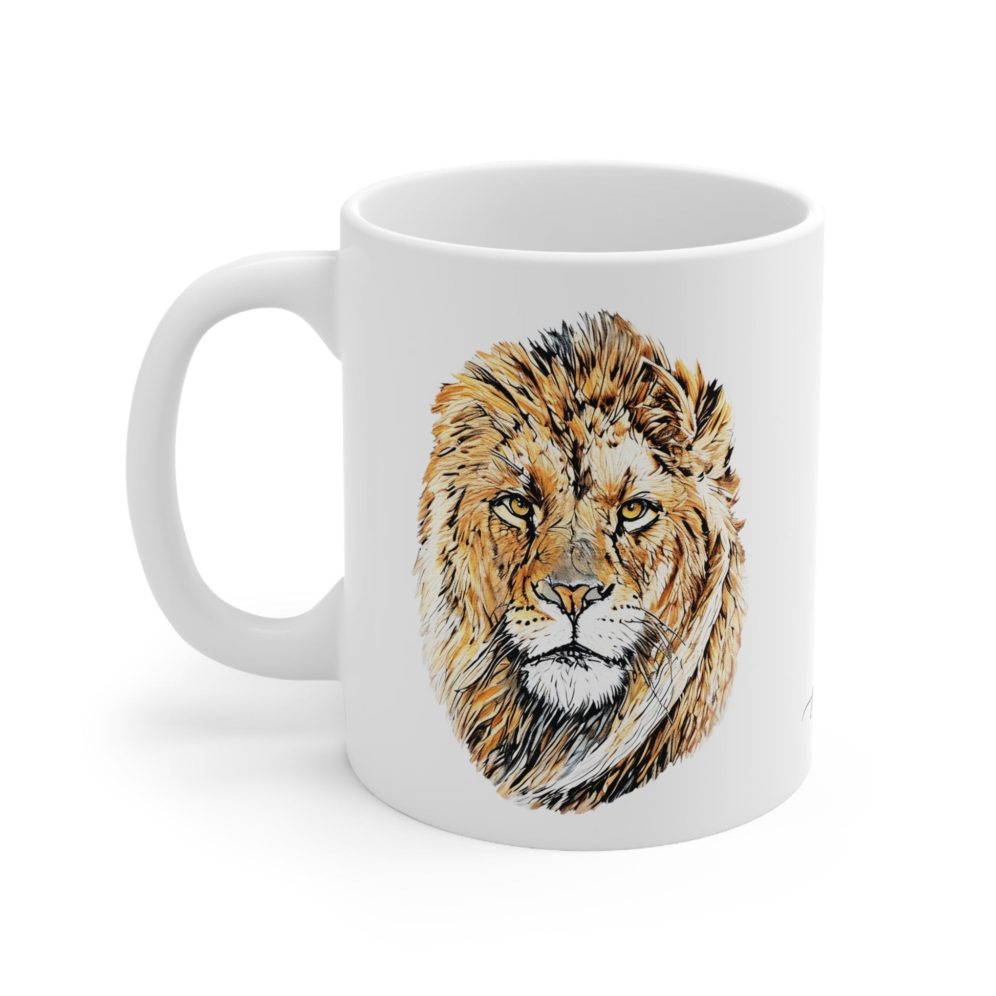 Male Lion White Ceramic 11oz Mug - HD Printing