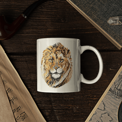 Male Lion White Ceramic 11oz Mug - HD Printing