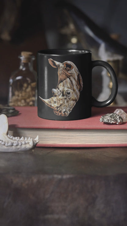 Rhino 15oz Large Black Ceramic Mug