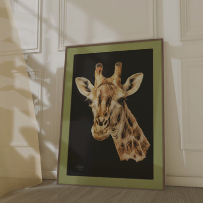 Giraffe Indoor & Outdoor HD Black Silk Poster