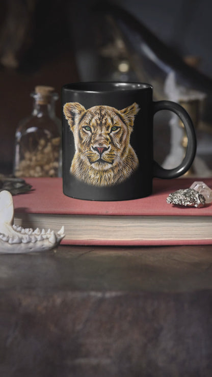 Lioness 15oz Large Black Ceramic Mug