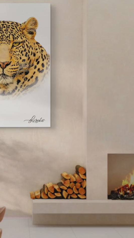 Leopard Satin Stretched Canvas Print