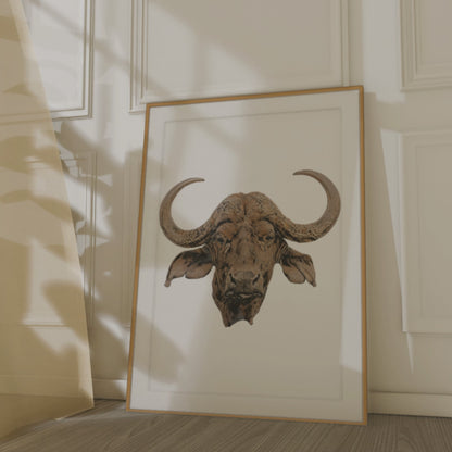 Cape Buffalo Satin Stretched Canvas Print