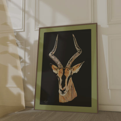 Impala Satin Stretched Black Canvas Print