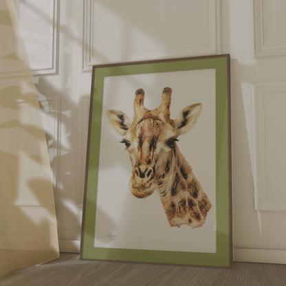 Giraffe Satin Stretched Canvas Print