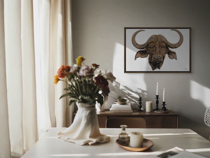 Cape Buffalo Satin Stretched Canvas Print