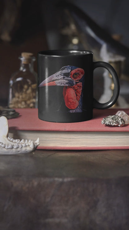 African Hornbill 15oz Large Black Ceramic Mug