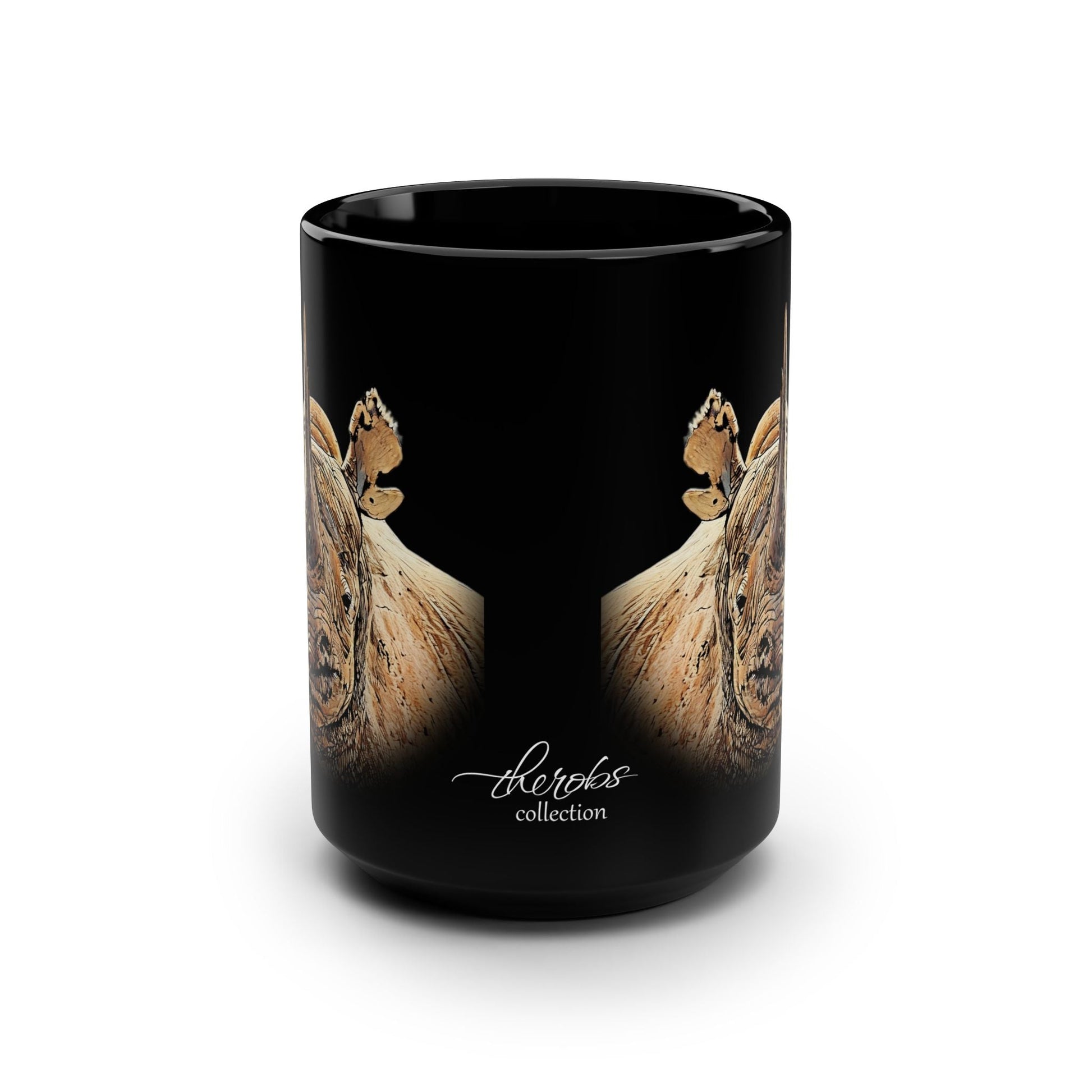 Rhino 15oz Black Ceramic Coffee Mug - HD Printing