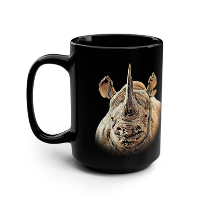Rhino 15oz Black Ceramic Coffee Mug - HD Printing