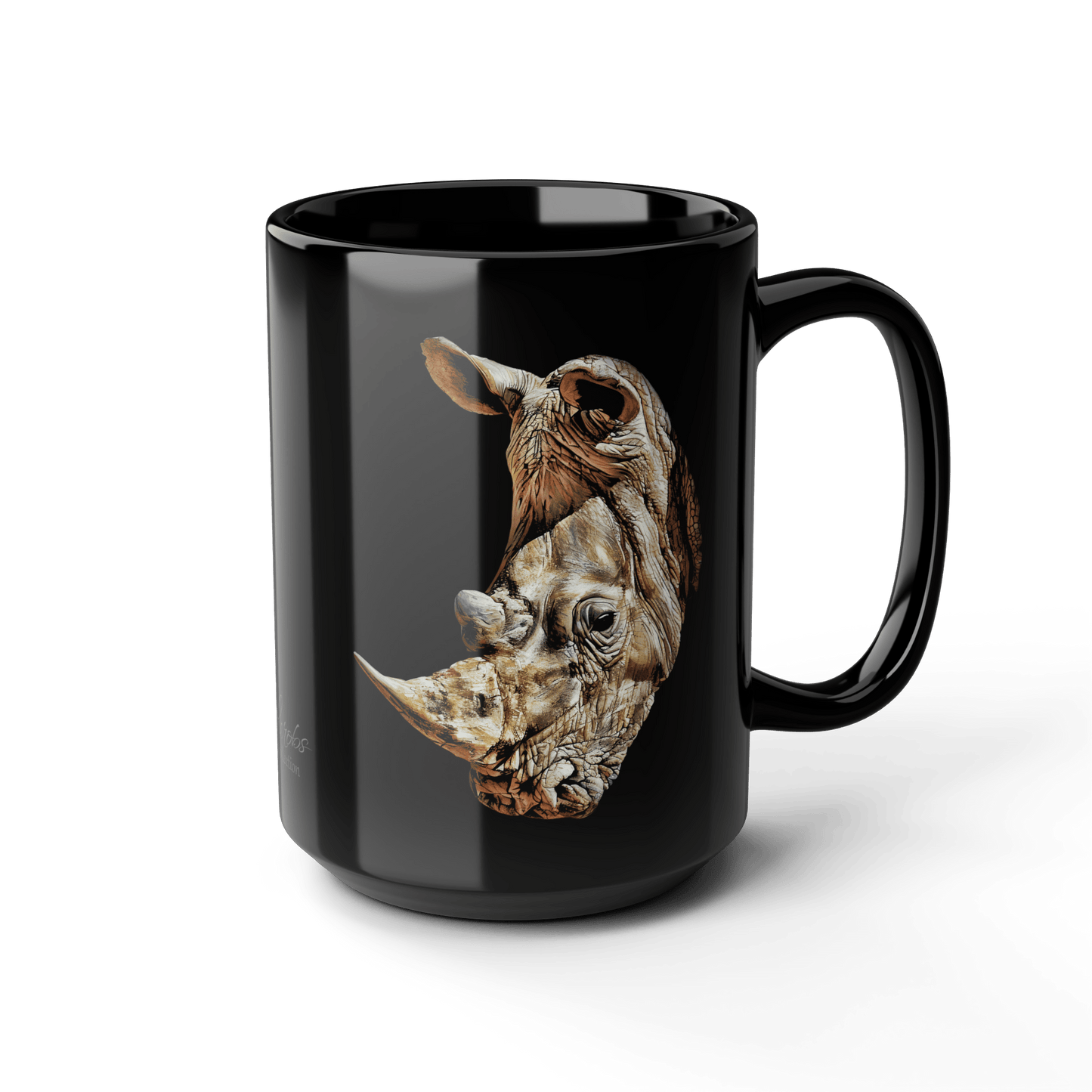 Rhino 15oz Large Black Ceramic Mug - HD Printing