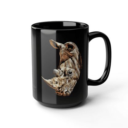 Rhino 15oz Large Black Ceramic Mug - HD Printing