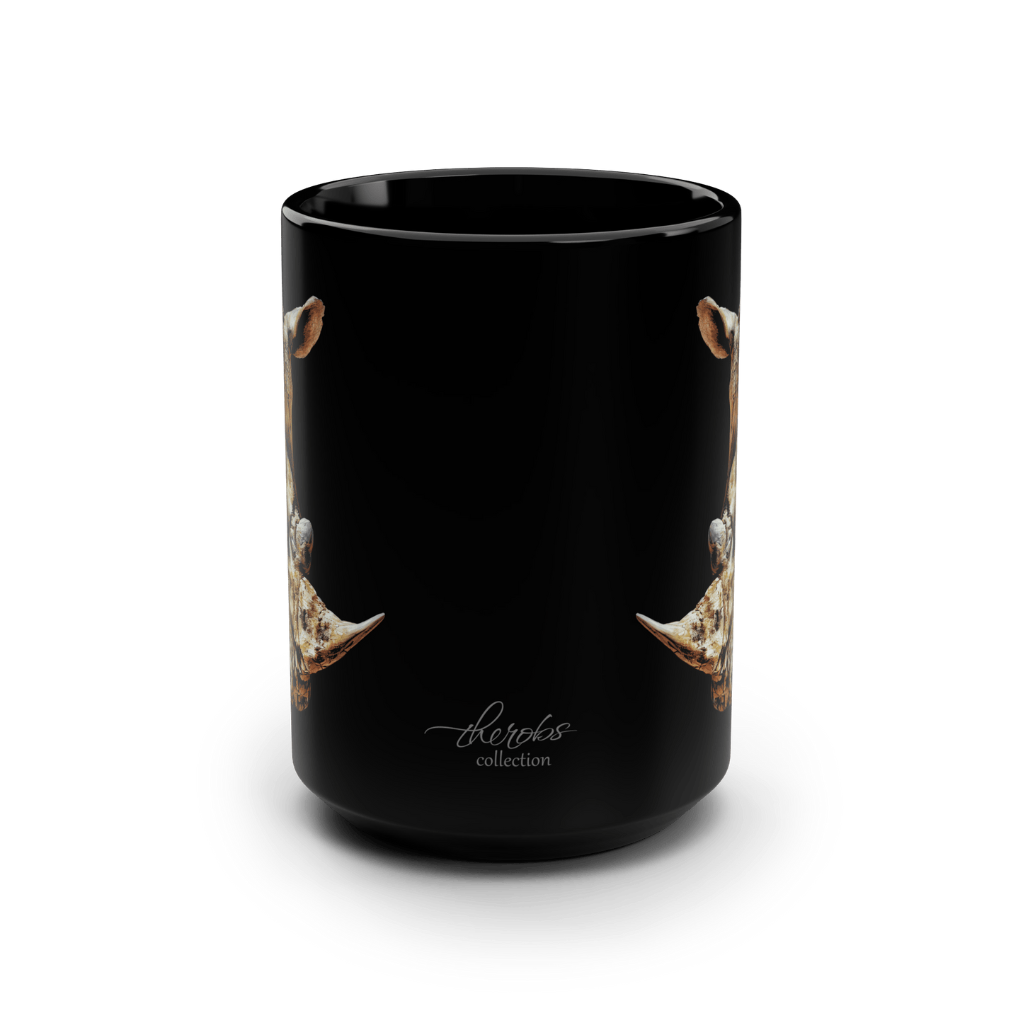 Rhino 15oz Large Black Ceramic Mug - HD Printing