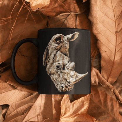 Rhino 15oz Large Black Ceramic Mug - HD Printing