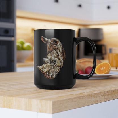 Rhino 15oz Large Black Ceramic Mug - HD Printing