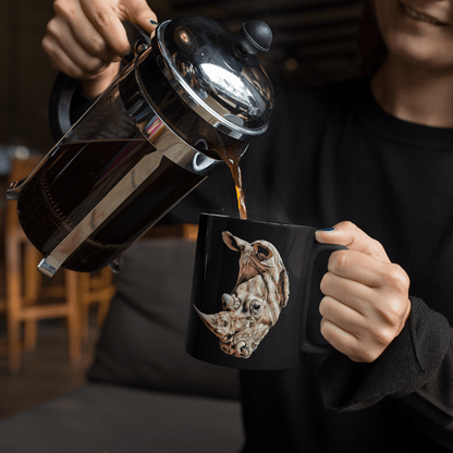 Rhino 15oz Large Black Ceramic Mug - HD Printing