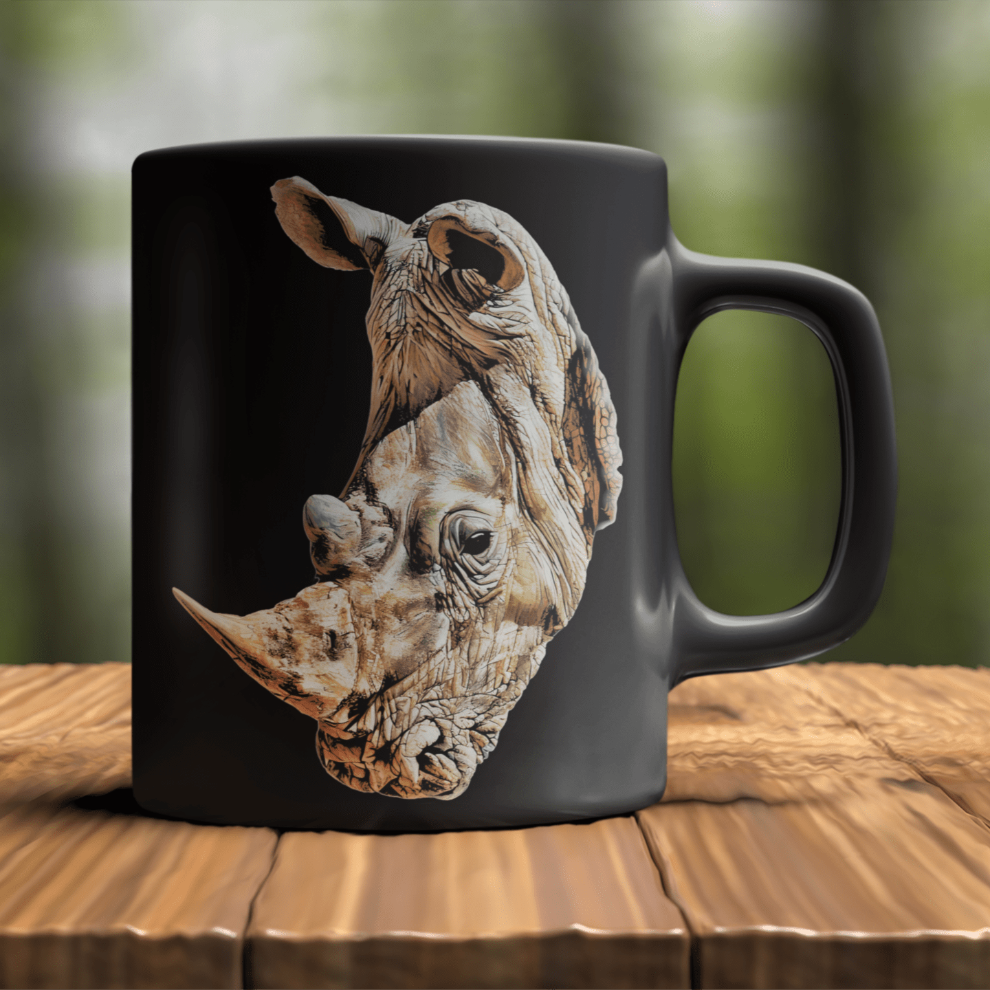 Rhino 15oz Large Black Ceramic Mug - HD Printing