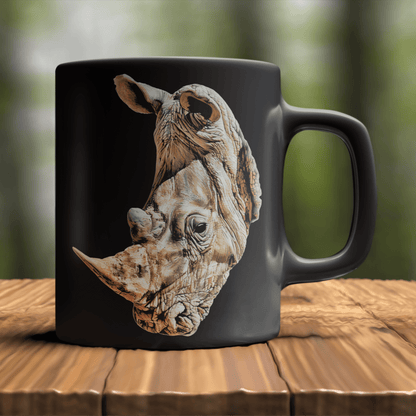 Rhino 15oz Large Black Ceramic Mug - HD Printing