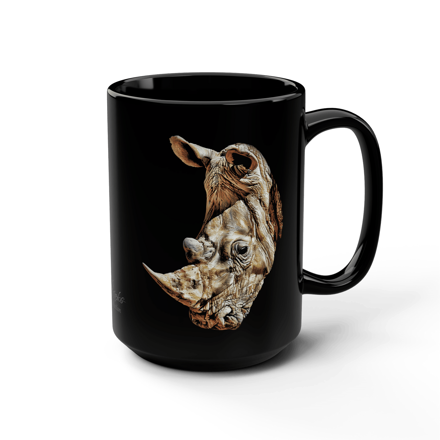 Rhino 15oz Large Black Ceramic Mug - HD Printing