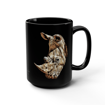 Rhino 15oz Large Black Ceramic Mug - HD Printing