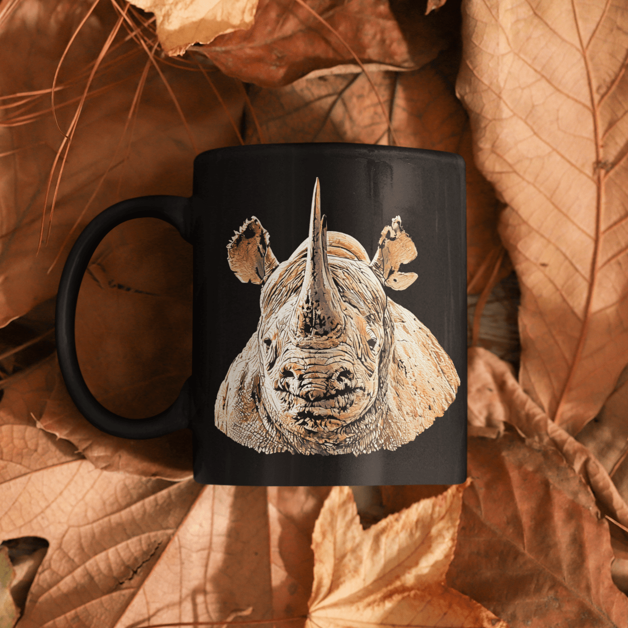 Rhino 15oz Large Black Ceramic Mug II - HD Printing