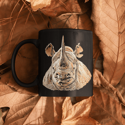 Rhino 15oz Large Black Ceramic Mug II - HD Printing
