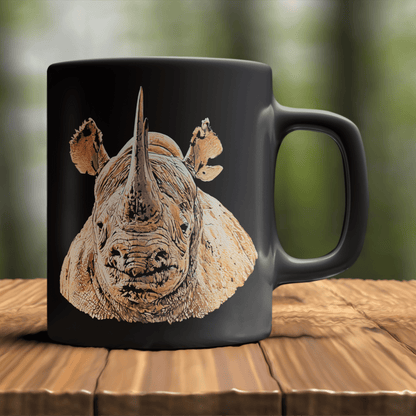 Rhino 15oz Large Black Ceramic Mug II - HD Printing