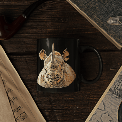 Rhino 15oz Large Black Ceramic Mug II - HD Printing