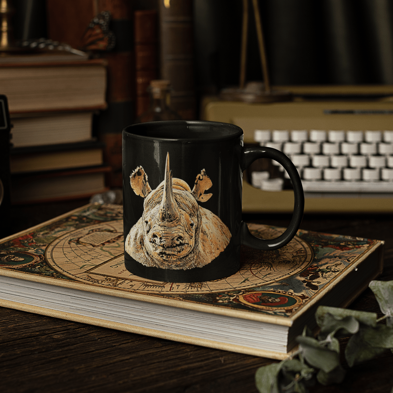 Rhino 15oz Large Black Ceramic Mug II - HD Printing