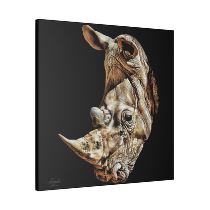 Rhino Satin Stretched Black Canvas Print - HD Printing