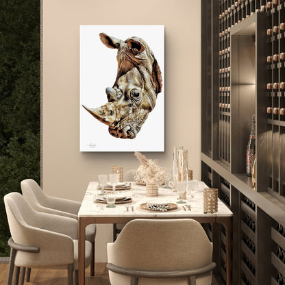 Rhino Satin Stretched Canvas Print - HD Printing