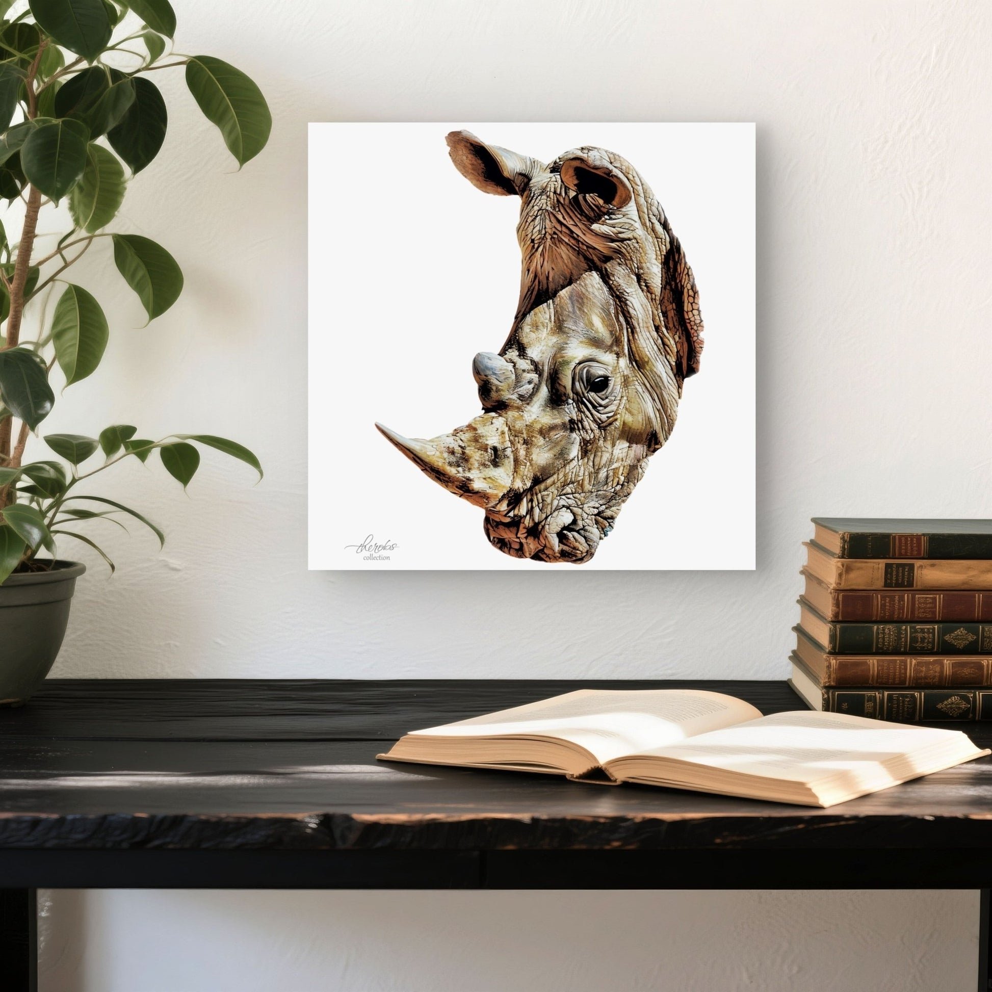 Rhino Satin Stretched Canvas Print - HD Printing