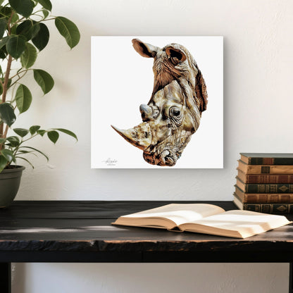 Rhino Satin Stretched Canvas Print - HD Printing