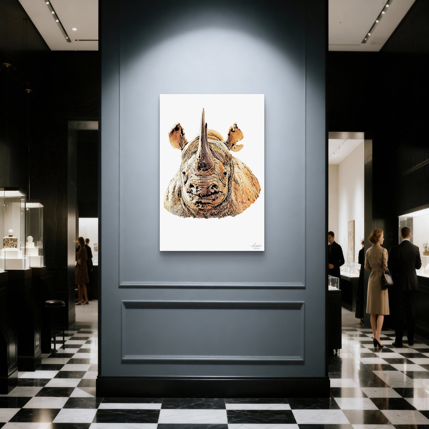 Rhino Satin Stretched Canvas Print II - HD Printing
