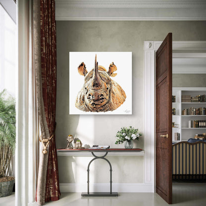 Rhino Satin Stretched Canvas Print II - HD Printing