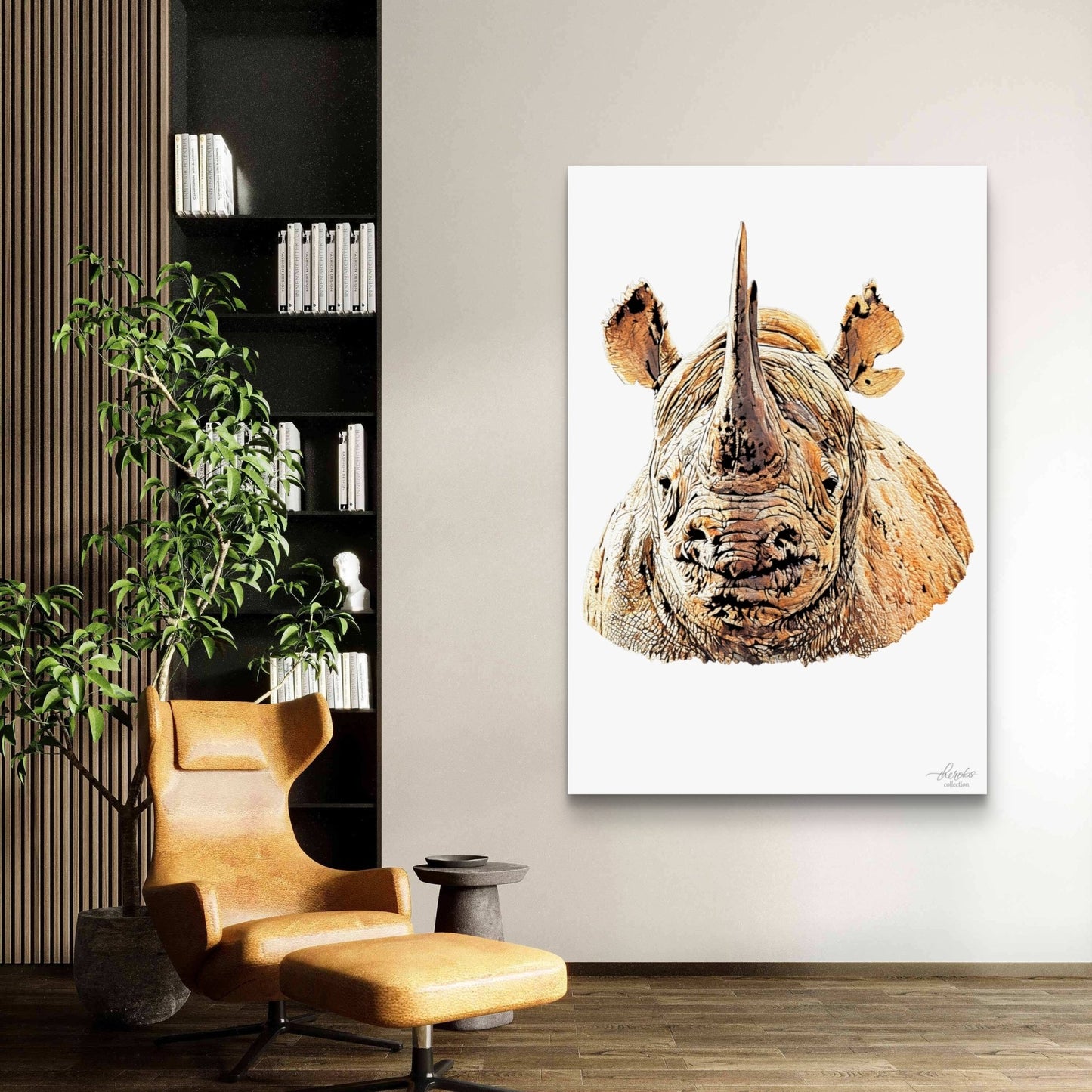 Rhino Satin Stretched Canvas Print II - HD Printing