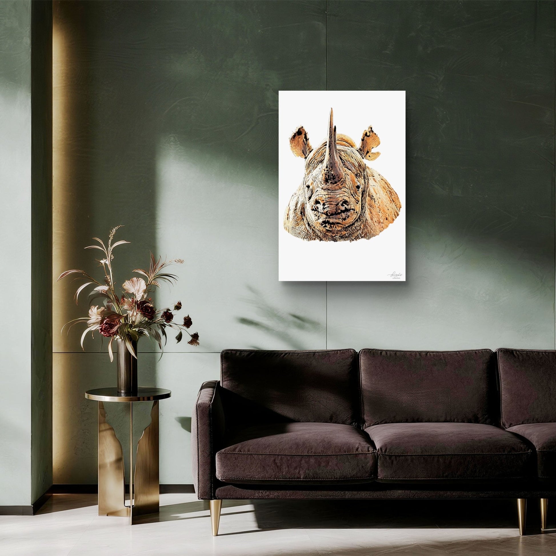 Rhino Satin Stretched Canvas Print II - HD Printing