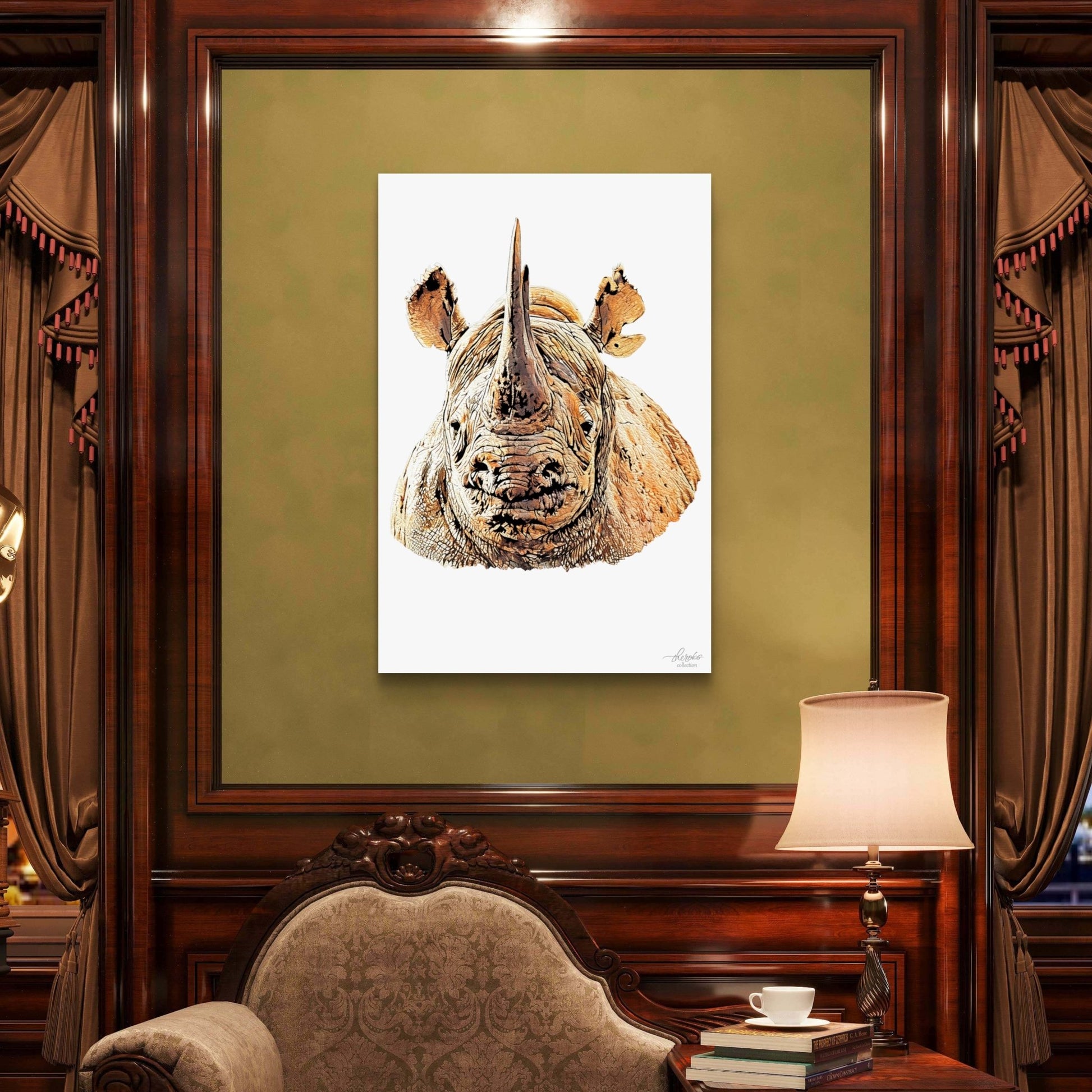 Rhino Satin Stretched Canvas Print II - HD Printing