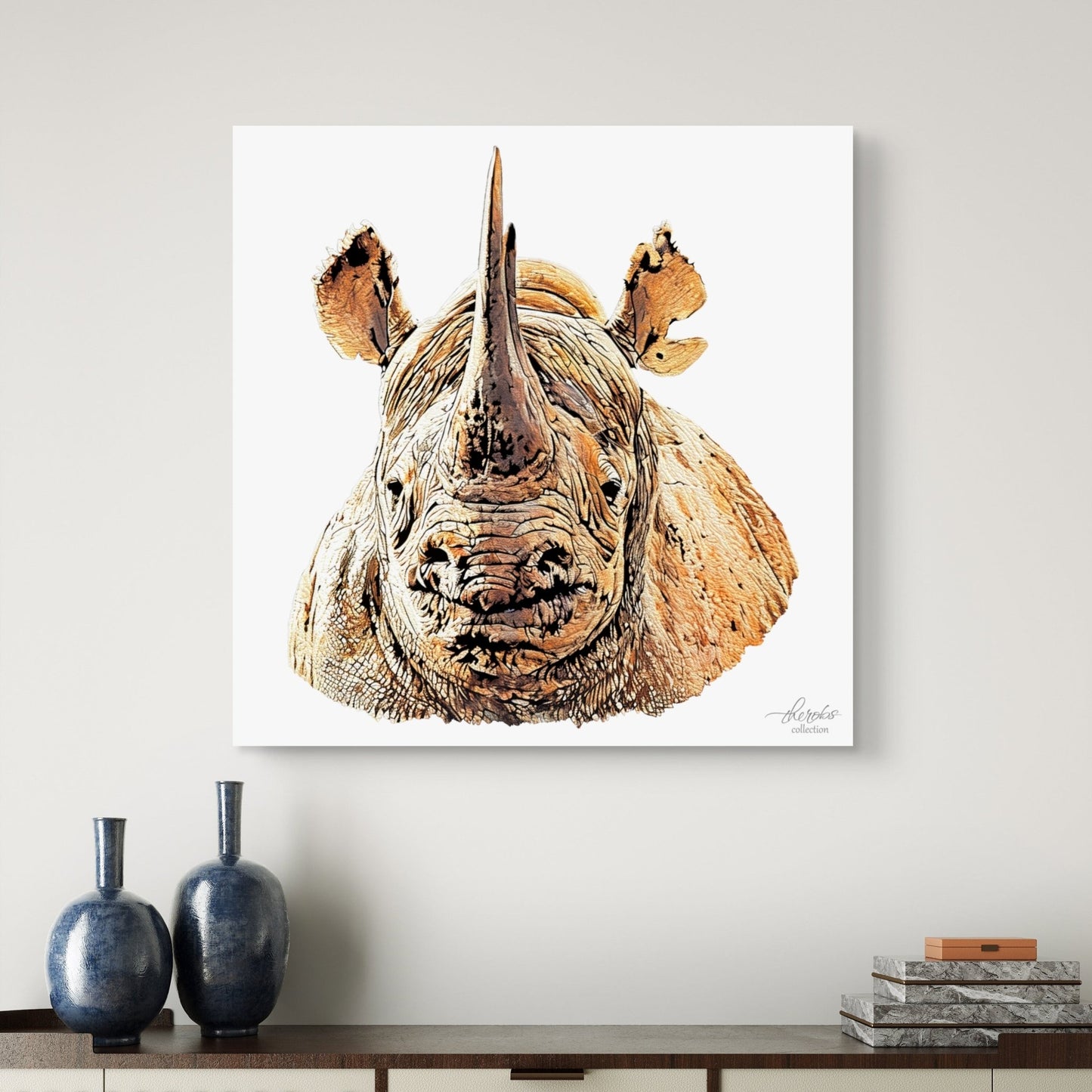 Rhino Satin Stretched Canvas Print II - HD Printing