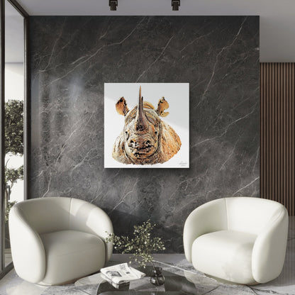 Rhino Satin Stretched Canvas Print II - HD Printing