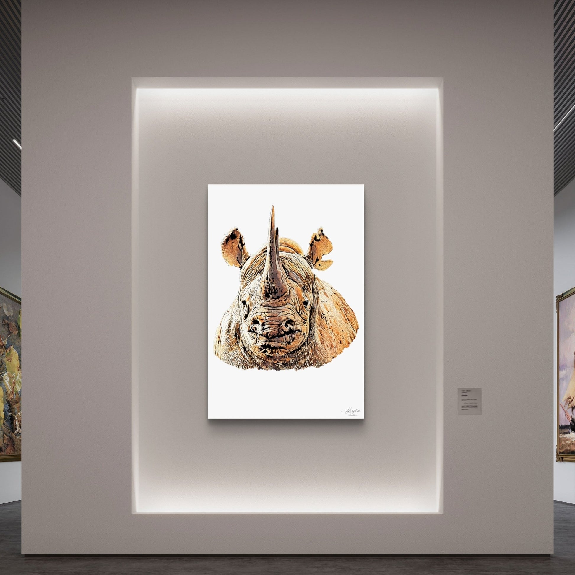 Rhino Satin Stretched Canvas Print II - HD Printing
