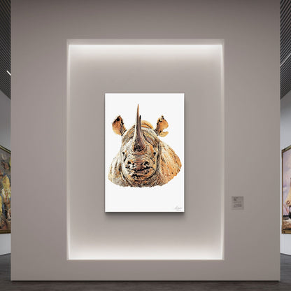 Rhino Satin Stretched Canvas Print II - HD Printing